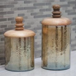 UMA Glass Glam Decorative Jars, Set Of 2