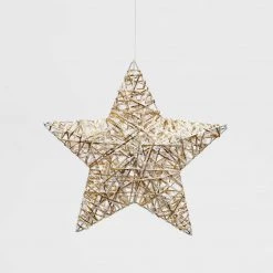 MeraVic White And Gold Glitter Star Ornament Christmas Florals