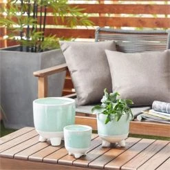 UMA Green Ceramic Planter (Various Sizes) Plants & Potted Items