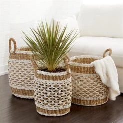 UMA Vases, Bottles, & Containers Lattice-Patterned Traditional Storage Basket (Various Sizes)