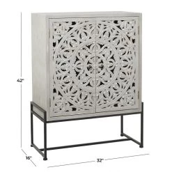 UMA Bedroom Furniture White Wood Fretwork Cabinet