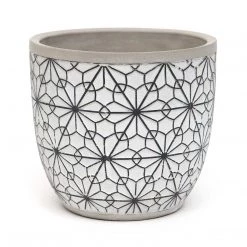 MeraVic Vases, Bottles, & Containers Black & White Daisy Pot, Round (Various Sizes)