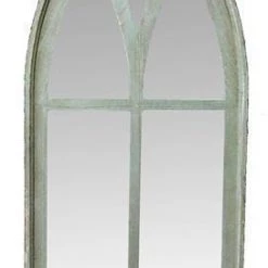 A&B Floral Weathered Arched Window Pane Mirror