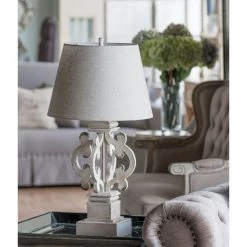 A&B Home White Scroll Table Lamp