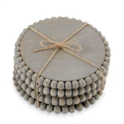 Mud Pie Beaded Wood Coaster Set (Various Colors) Home Accents