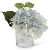 K&K Interiors 9" Real Touch Hydrangea In Glass Vase, Blue