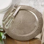 Saro Christmas Kitchen & Dining Hammered Charger, Silver