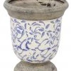 A&B Floral Home Accents Blue & White Compote Vase