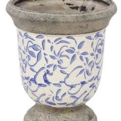 A&B Floral Home Accents Blue & White Compote Vase