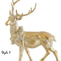 K&K Interiors Antique Gold Resin Deer (Various Styles) Christmas Home Decor