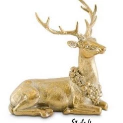 K&K Interiors Antique Gold Resin Deer (Various Styles) Christmas Home Decor
