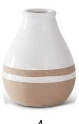 K&K Interiors White With Tan Stripes Ceramic Jug/Vase (Various Styles)