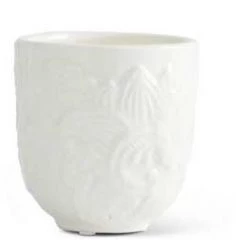 K&K Interiors Home Accents White Ceramic Art Deco Style Pot (Various Sizes)