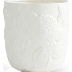 K&K Interiors Home Accents White Ceramic Art Deco Style Pot (Various Sizes)