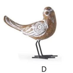 K&K Interiors Whitewashed Resin Carved Bird With Metal Legs (Various Styles) Spring