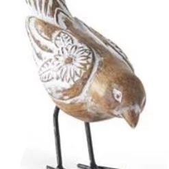 K&K Interiors Whitewashed Resin Carved Bird With Metal Legs (Various Styles) Spring