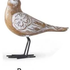 K&K Interiors Whitewashed Resin Carved Bird With Metal Legs (Various Styles) Spring