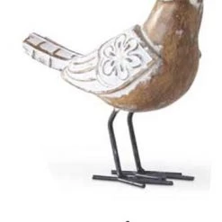 K&K Interiors Whitewashed Resin Carved Bird With Metal Legs (Various Styles) Spring