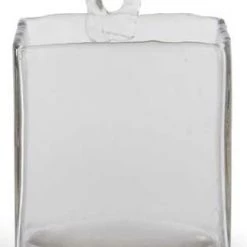 K&K Interiors Home Accents Hand-blown Square Clear Glass Hanging Vase (Various Sizes)