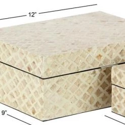 UMA Beige Mother Of Pearl Coastal Box (Various Sizes) Home Accents 7 UMA Beige Mother Of Pearl Coastal Box (Various Sizes) Home Accents