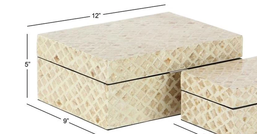 UMA Beige Mother Of Pearl Coastal Box (Various Sizes) Home Accents 4 UMA Beige Mother Of Pearl Coastal Box (Various Sizes) Home Accents