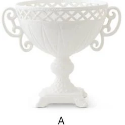 K&K Interiors White Ceramic Vase With Ornate Rim (Various Styles)