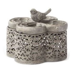 K&K Interiors Resin Filigree Box With Bird (Various Sizes) Home Accents