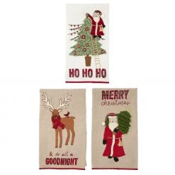 Mud Pie Tea Towels & Cloth Napkins Christmas Embroidered Towel (Various Styles)