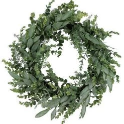 A&B Floral 23" Mixed Eucalyptus Wreath 2-Tone Green Floral Arrangements