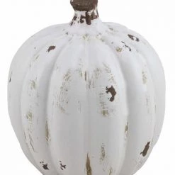 A&B Floral Fall Home Decor White Stoneware Pumpkin (Various Sizes)