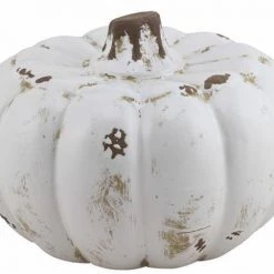 A&B Floral Fall Home Decor White Stoneware Pumpkin (Various Sizes)