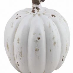 A&B Floral Fall Home Decor White Stoneware Pumpkin (Various Sizes)