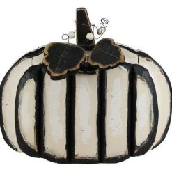 A&B Floral Wood Pumpkin, Black & White Striped (Various Styles) Fall Home Decor