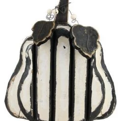 A&B Floral Wood Pumpkin, Black & White Striped (Various Styles) Fall Home Decor