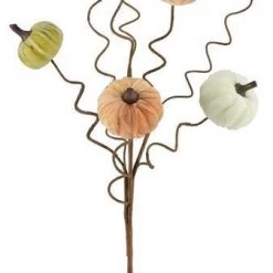 A&B Floral Home Accents 23" Velvet Orange, Green, & Cream Pumpkin Spray