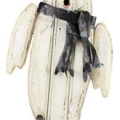 A&B Floral Large Wood Ghost With Pumpkin Fall Home Decor