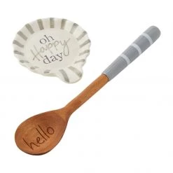 Mud Pie Kitchen Decor Happy Ruffle Spoon Rest Set