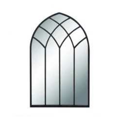 UMA Mirrors Arched Metal Framed Mirror, Black