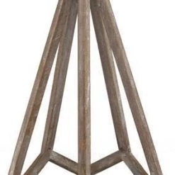 A&B Floral Wood Geometric Lantern, Dark Natural/Bronze Home Accents