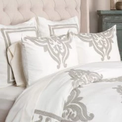 Classic Home Bedding Patrina 6 Piece King Duvet Set, Ivory