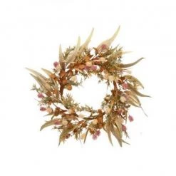 Regency 24" Prickly Pod/Japanese Maple Grass Wreath, Cream/Mauve