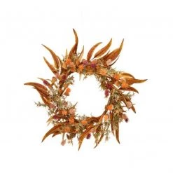 Regency Floral Arrangements 24" Prickly Pod/Japanese Maple Grass Wreath, Cream/Rust