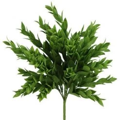 A&B Floral 12" Ruscus Bush, 2-Tone Green
