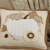 Saro Applique Knit Pumpkin Down-Filled Pillow