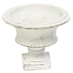 A&B Floral White Distressed Resin Compote Home Accents