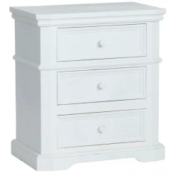 Crestview Accent Furniture 3 Drawer Wooden White Nightstand