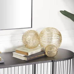 UMA Contemporary Gold Metal Sculptures, Set Of 3 Home Accents