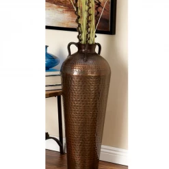 UMA Vases, Bottles, & Containers Large Hammered Metal Vase, Copper