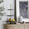 UMA Dark Brown Mango Wood 3-Tiered Server Decorative Trays & Risers