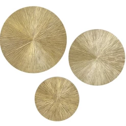 UMA Gold Wood Contemporary Abstract Wall Décor, Set Of 3